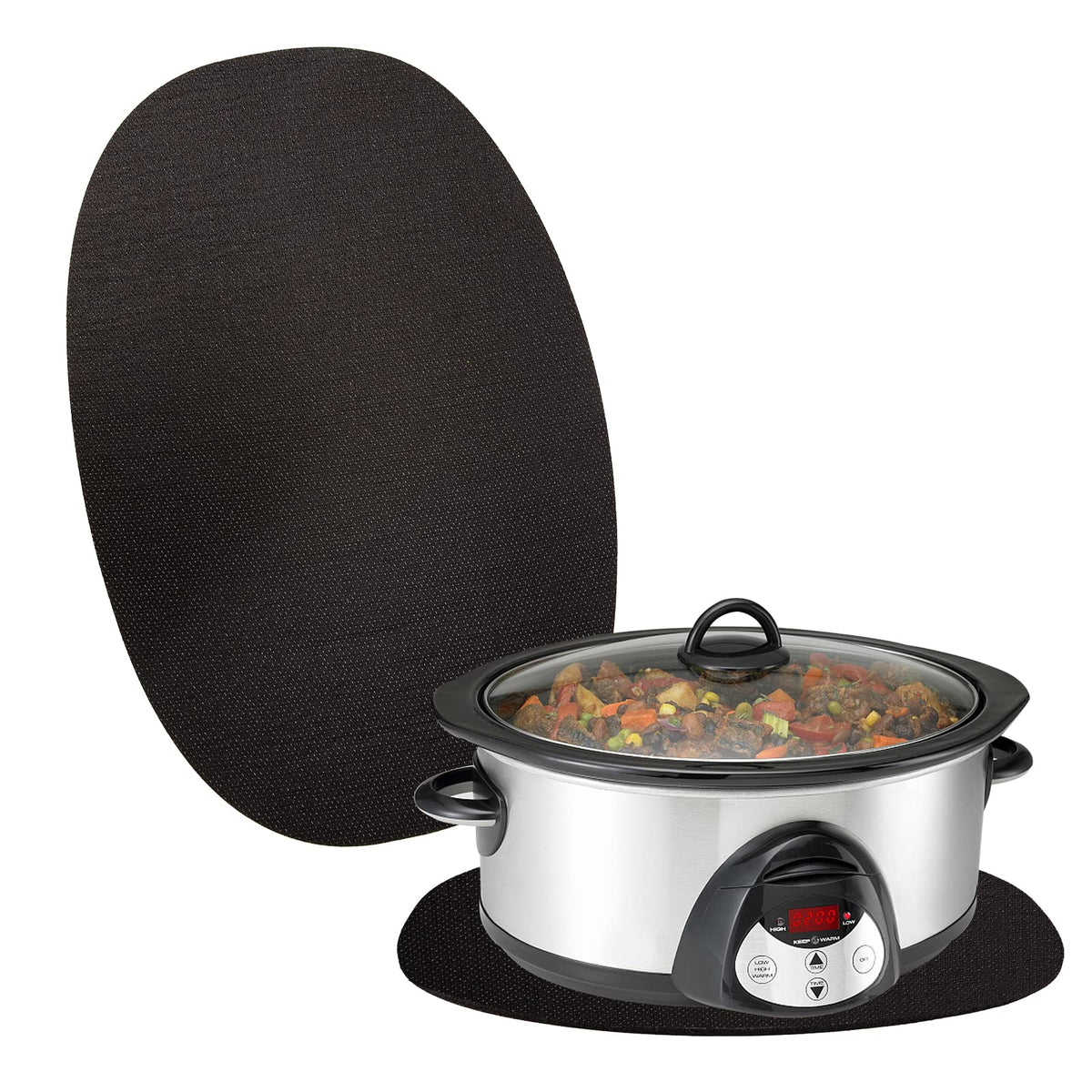 Yxmeiguo oval slow cooker mat with heat-resistant silicone surface protecting countertops