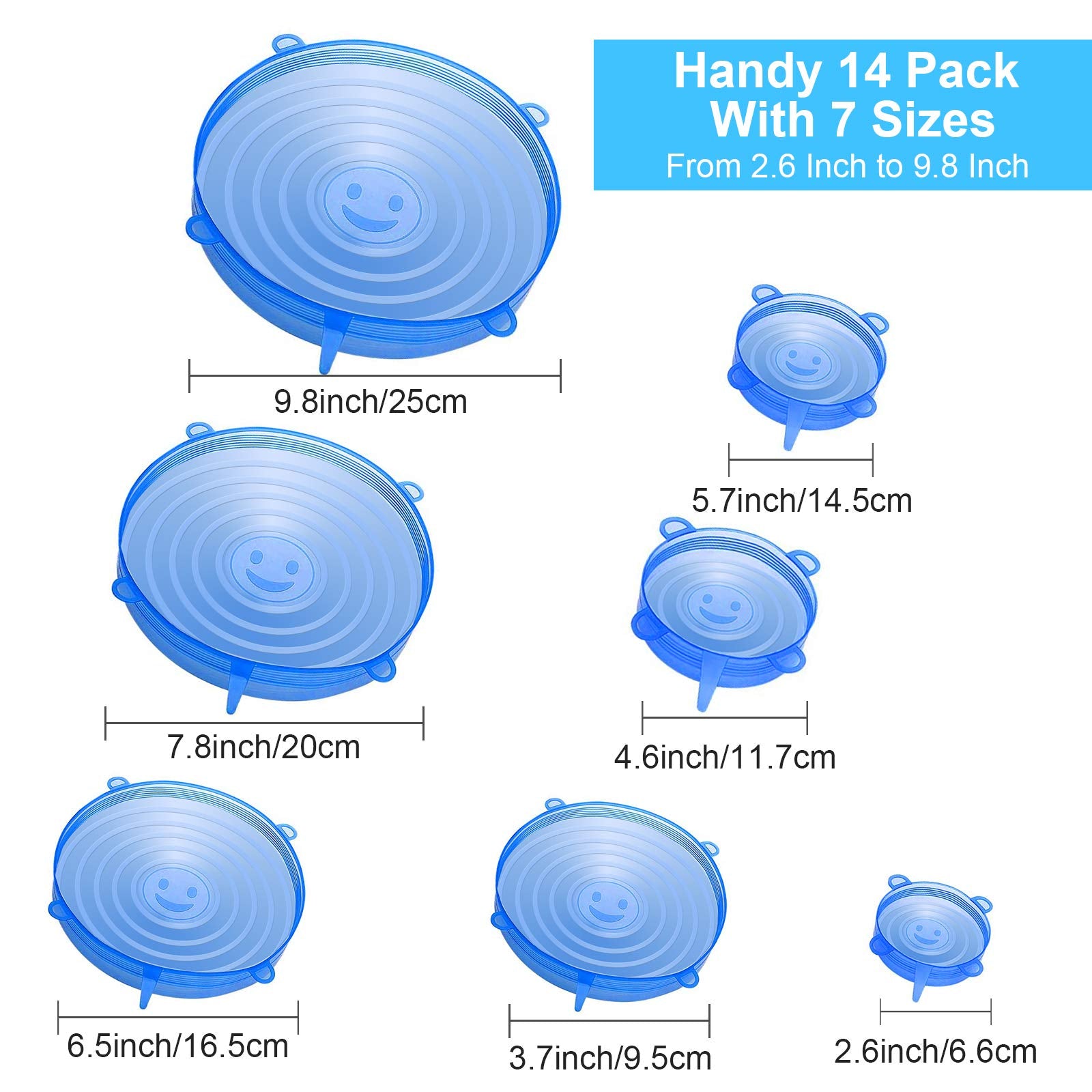 YXYL seven-diameter sizes blue and clear lids for many containers