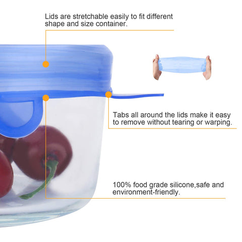 YXYL stretch lids covering jars, bowls, and containers