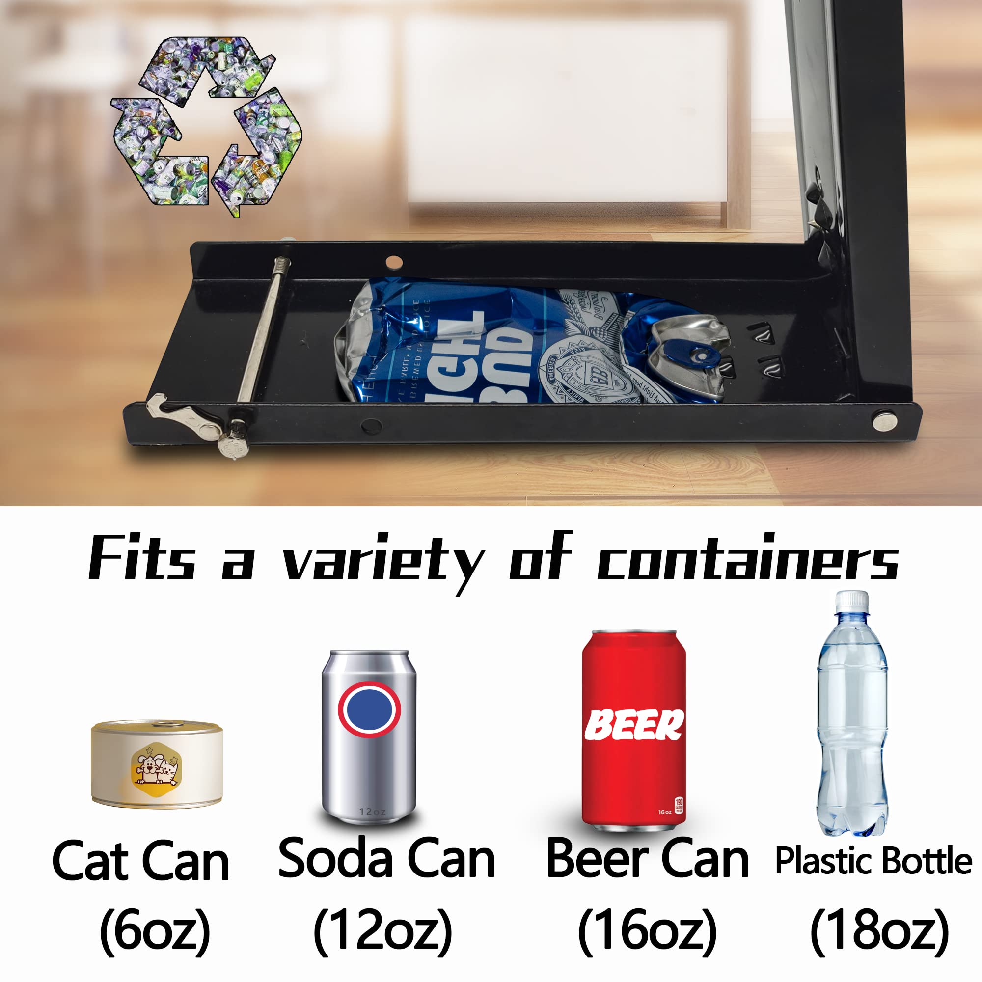 YYDS Can Crusher universal use demonstrates compatibility with most cans and bottles.