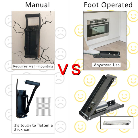 YYDS Can Crusher Foot in action demonstrates effortless one-foot operation.