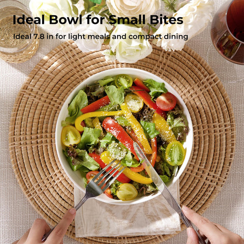 Y YHY porcelain bowls inside view shows ample space for pasta and salads