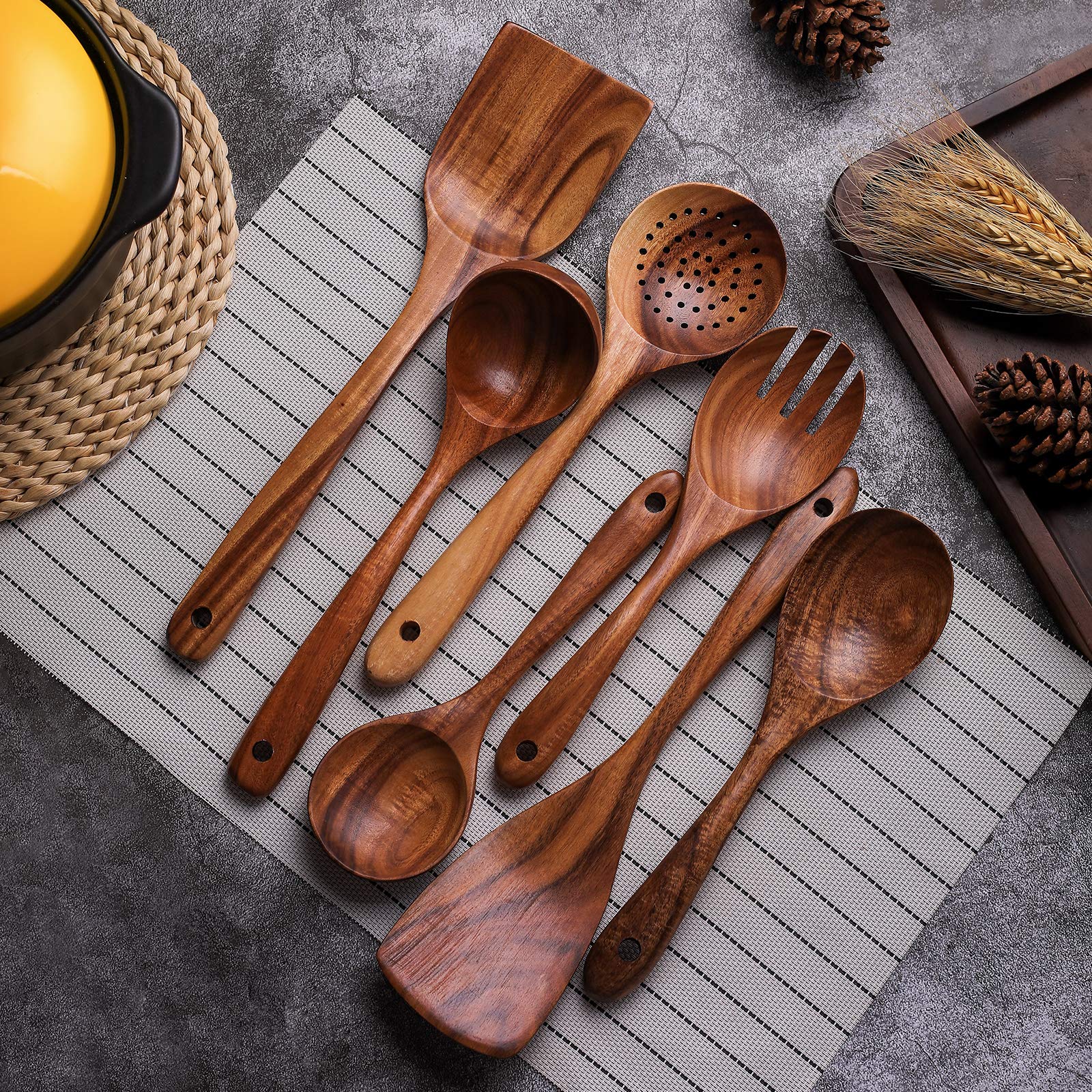 YYLTJR teak mixing spoon ready for prep tasks and stirring