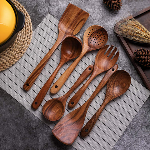 YYLTJR teak mixing spoon ready for prep tasks and stirring