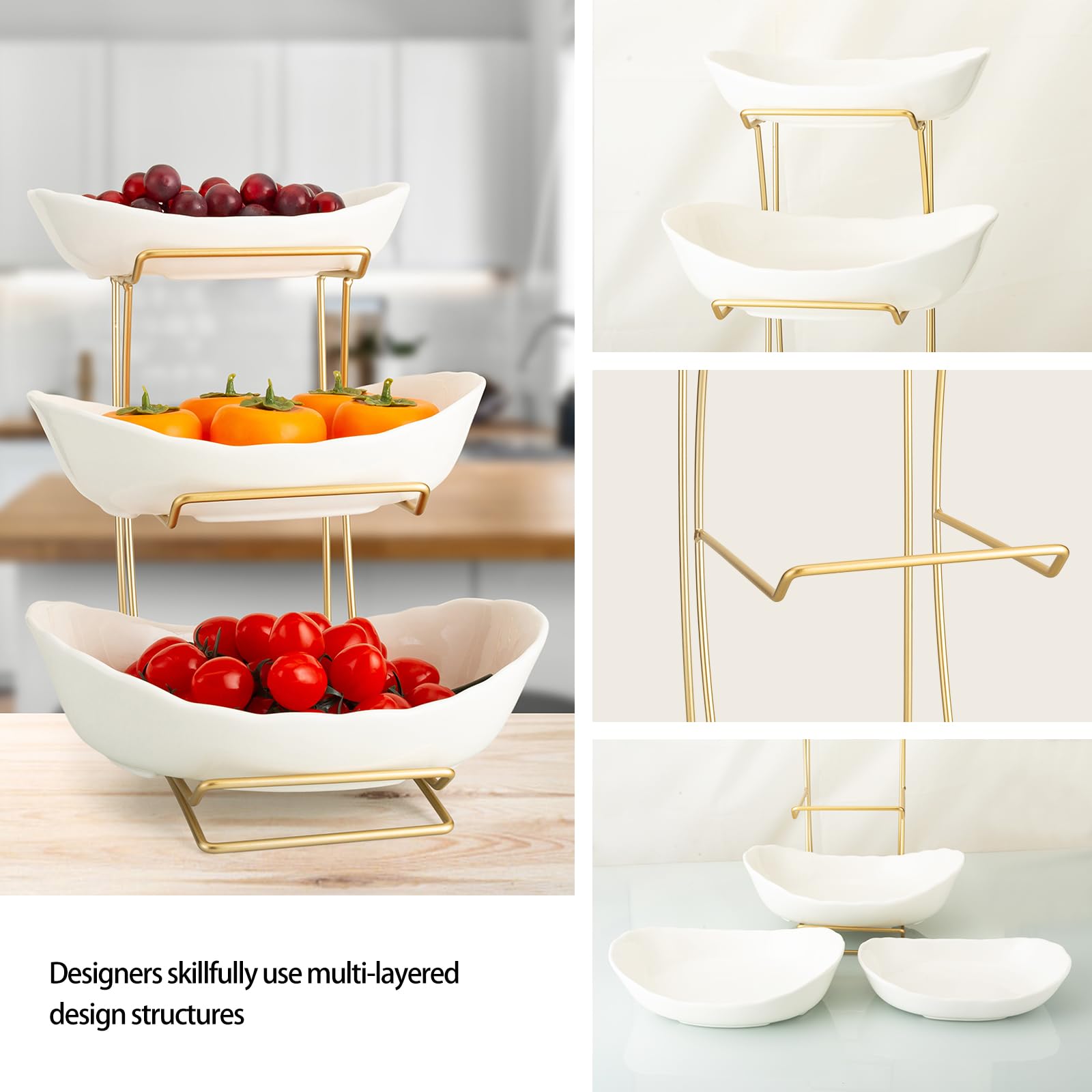 YYW three-layer fruit rack enhances kitchen aesthetics while providing versatile storage.
