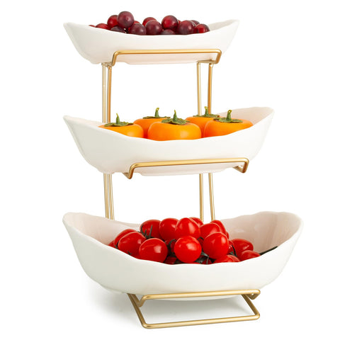 YYW fruit stand with stainless steel bracket for sturdy, elegant countertop display.