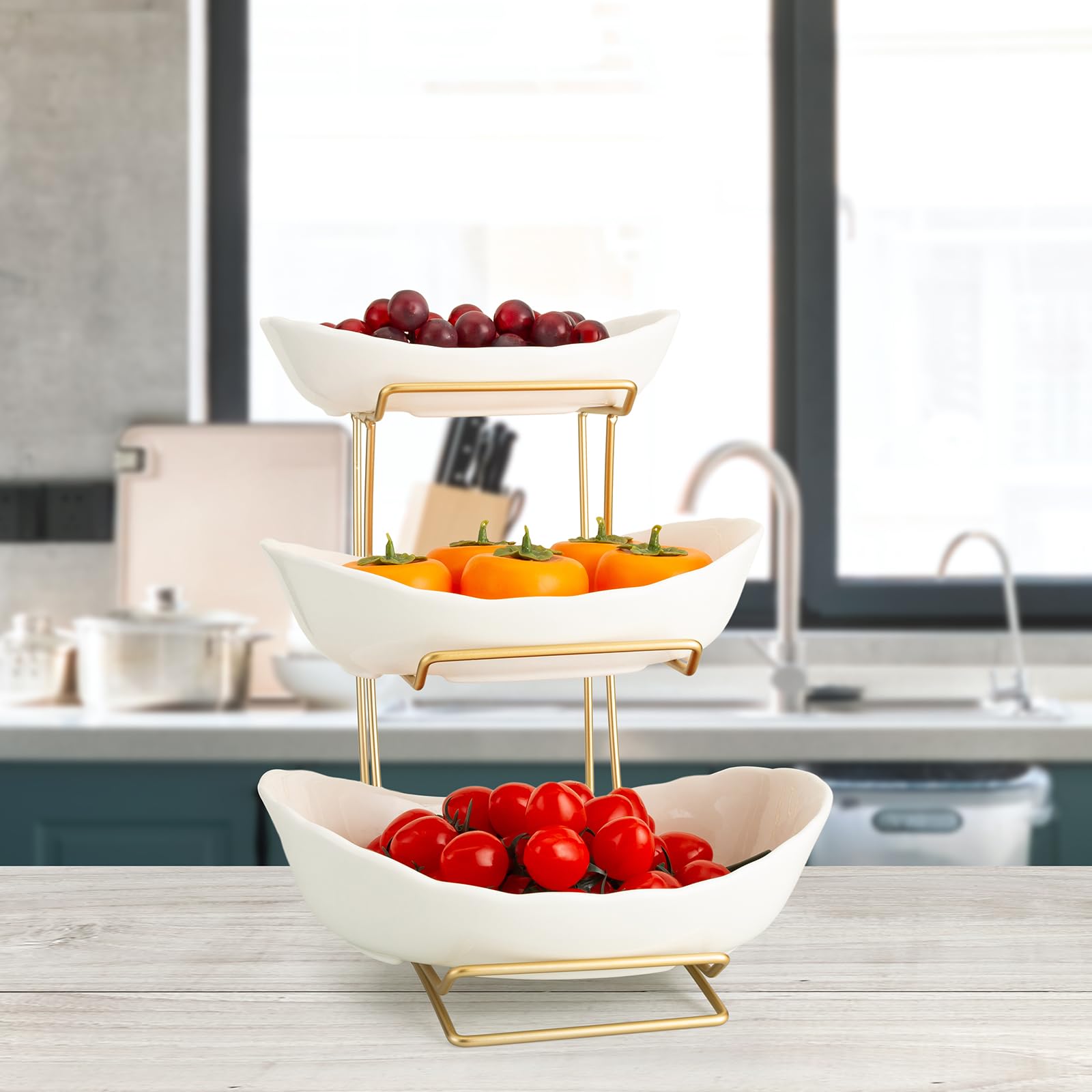 YYW counter display doubles as a decorative centerpiece and practical fruit storage.