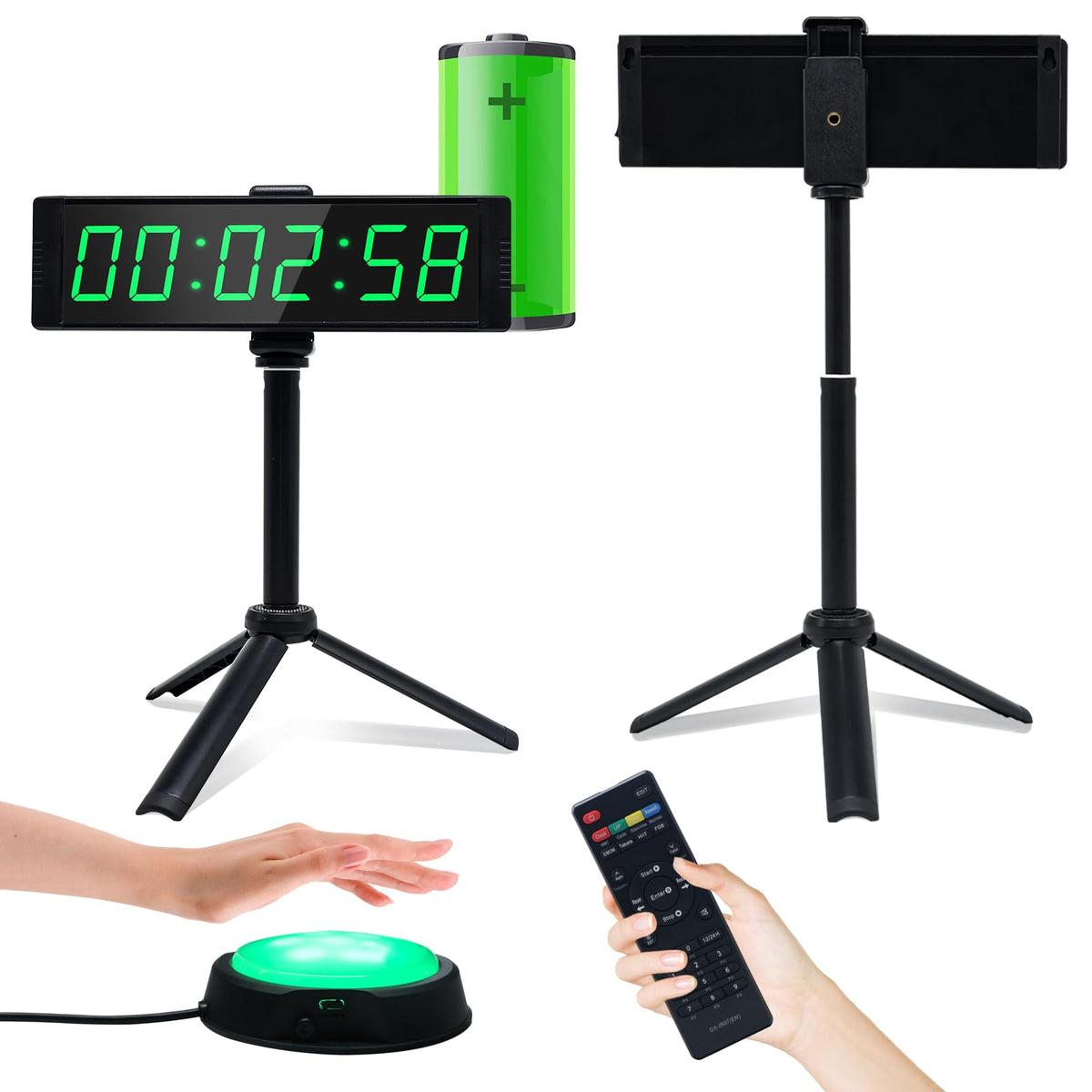 YZ Gym Timer Clock front view with large LED digits for easy reading.