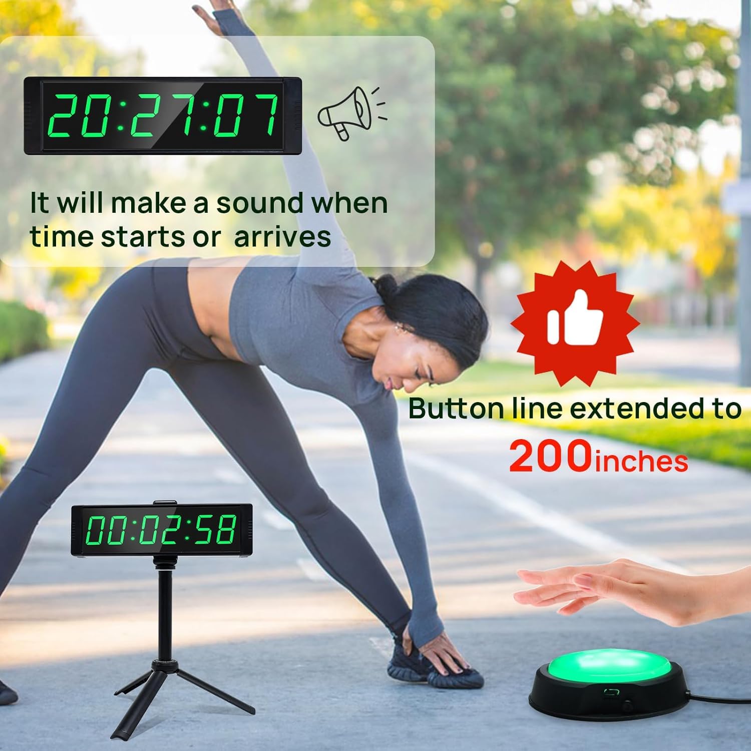 YZ Gym Timer Clock with stand and controls for quick workouts.