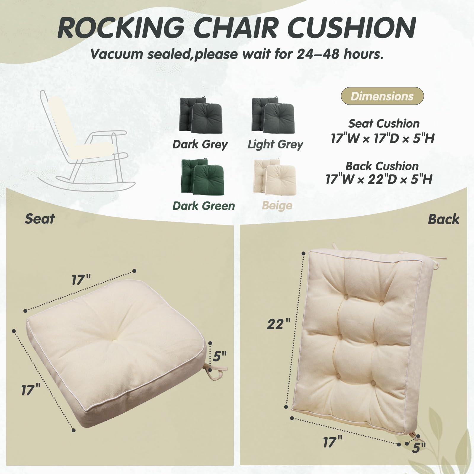 YZ HOME backrest cushion 22x17x5 supports posture during relaxed moments