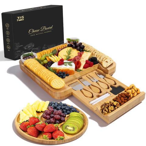 YZS Housm bamboo charcuterie board set main display for elegant entertaining