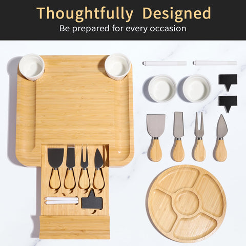 YZS Housm bamboo board with slate markers enhances labeling and guest interaction