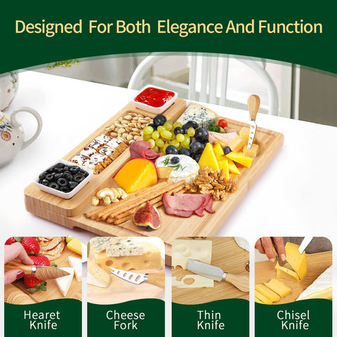 YZS Housm bamboo cheese board detail with slip-resistant base.