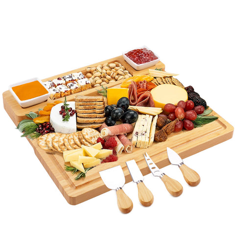 YZS Housm charcuterie board bamboo for elegant entertaining and easy sharing.