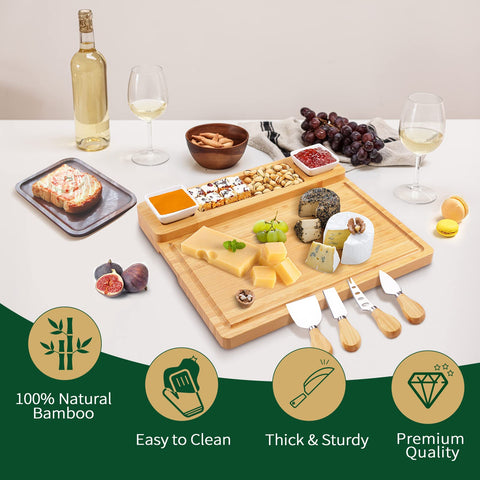 YZS Housm knife set stainless steel with comfortable bamboo handles.