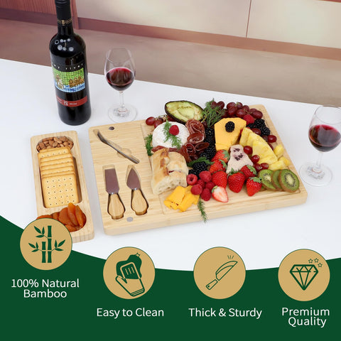 YZS Housm spacious charcuterie layout demonstrates room for cheese and meats.