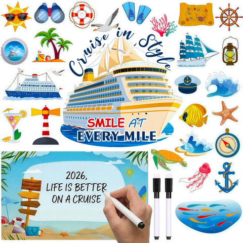 Zaardend cruise door magnets 27-piece set on metal cabin door for easy personalization