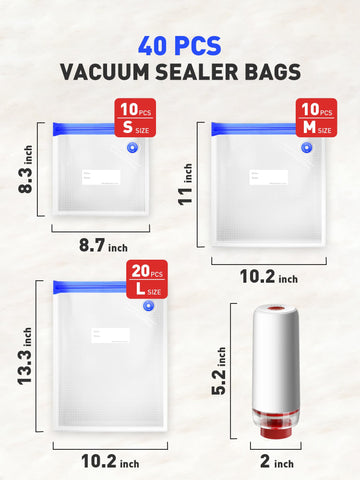 ZABINS 40 reusable vacuum bags ready for long-term freshness