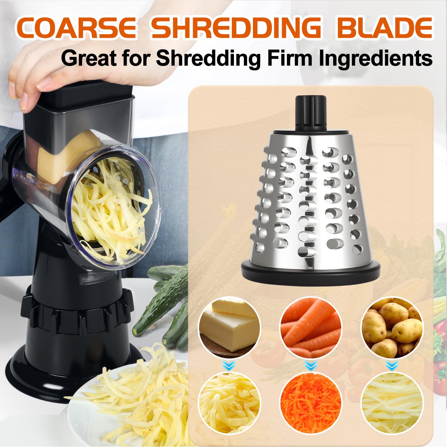 ZABINS suction base keeps the grater stable on smooth countertops