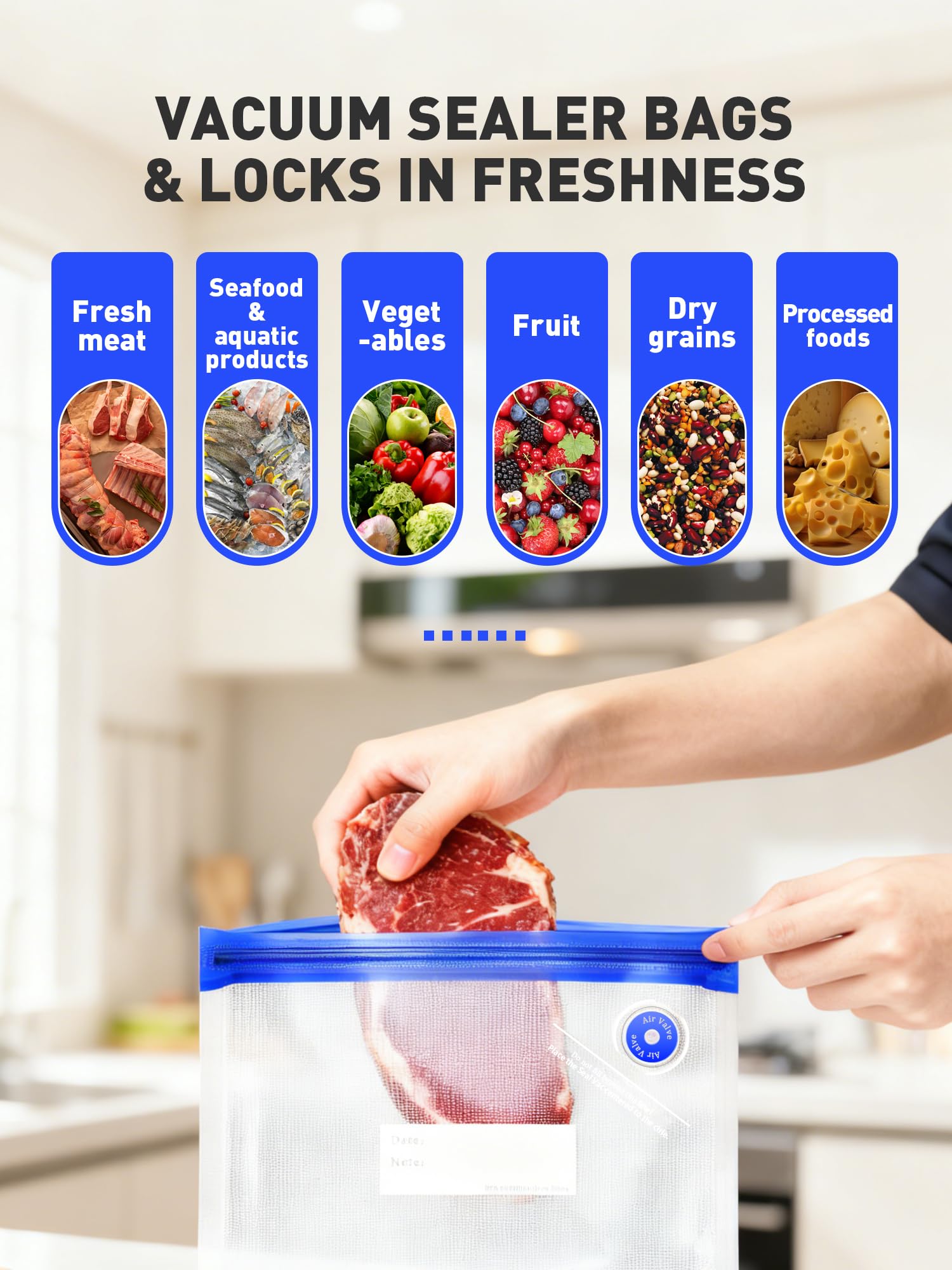 ZABINS large vacuum bag 10.24x13.39 in for bulk items and leftovers