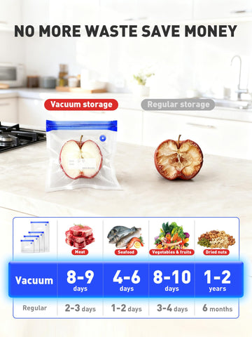 ZABINS medium vacuum bag 10.24x11.02 in, ideal for meals and meat
