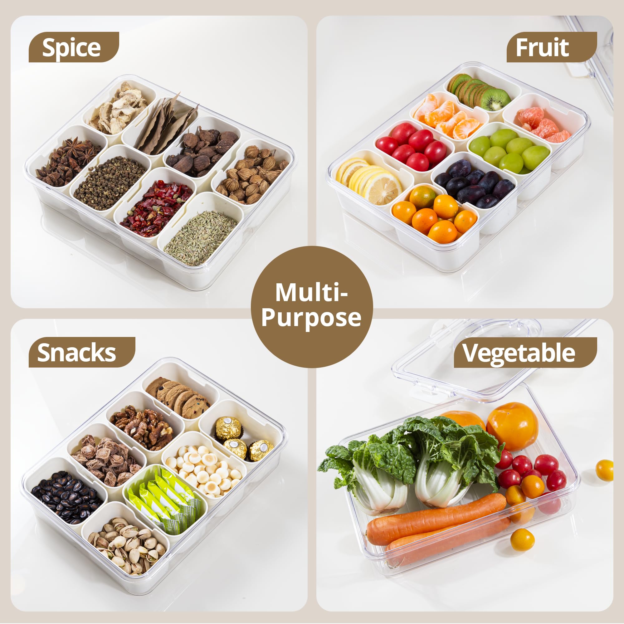 Zaboro Snackle Box divided tray with removable compartments