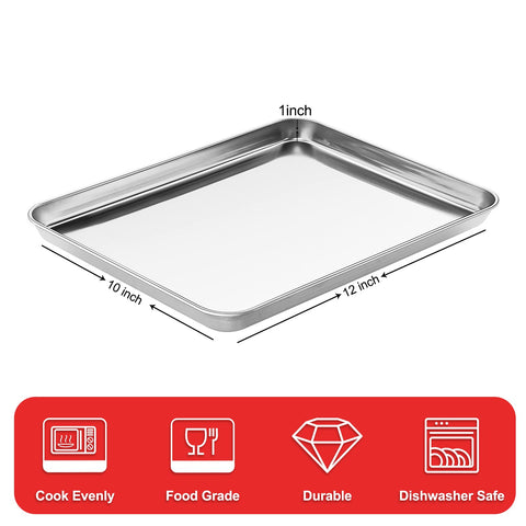 Zacfton stainless steel baking pan with clean edge design for safe handling