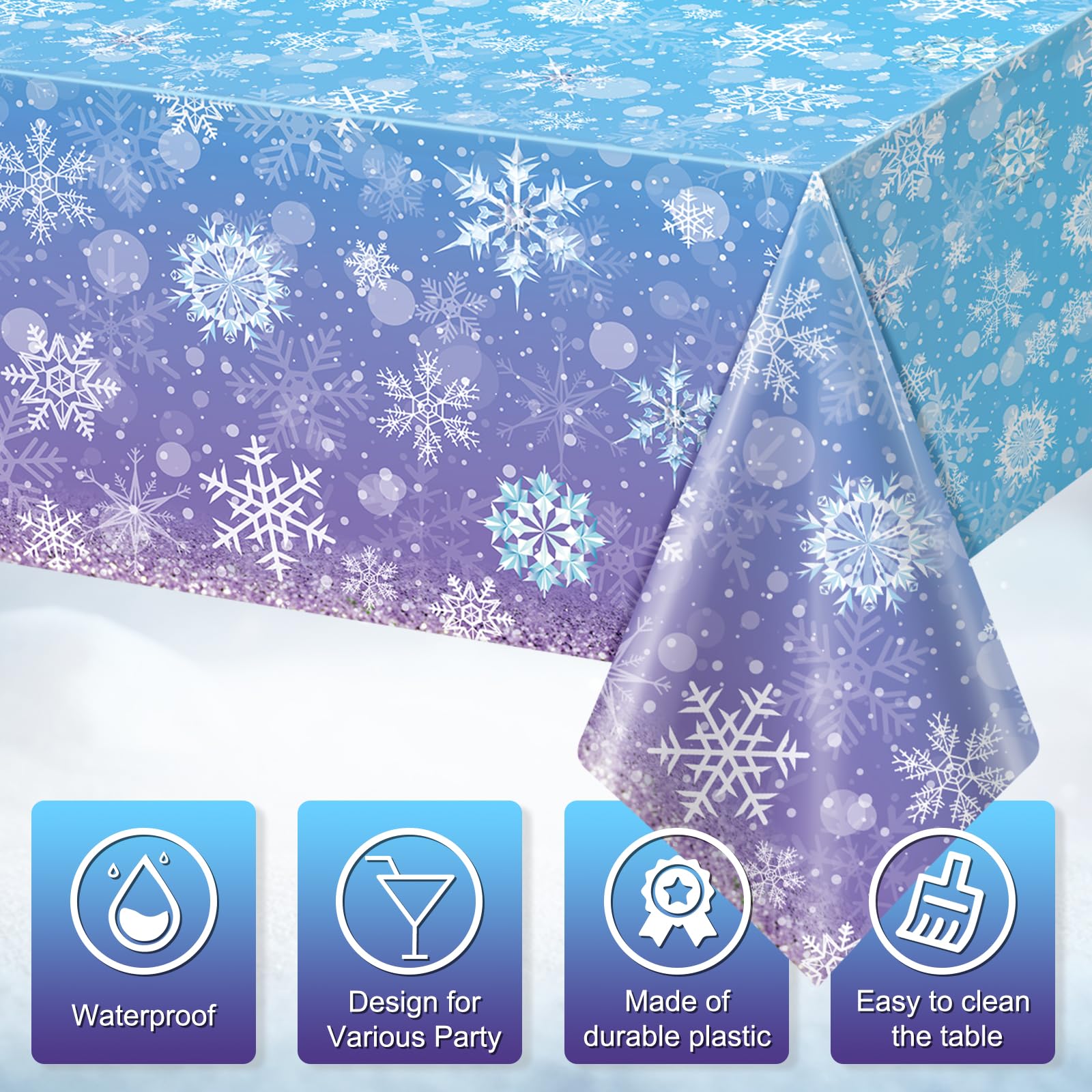 Zachely close-up of snowflake pattern details on the tablecloth