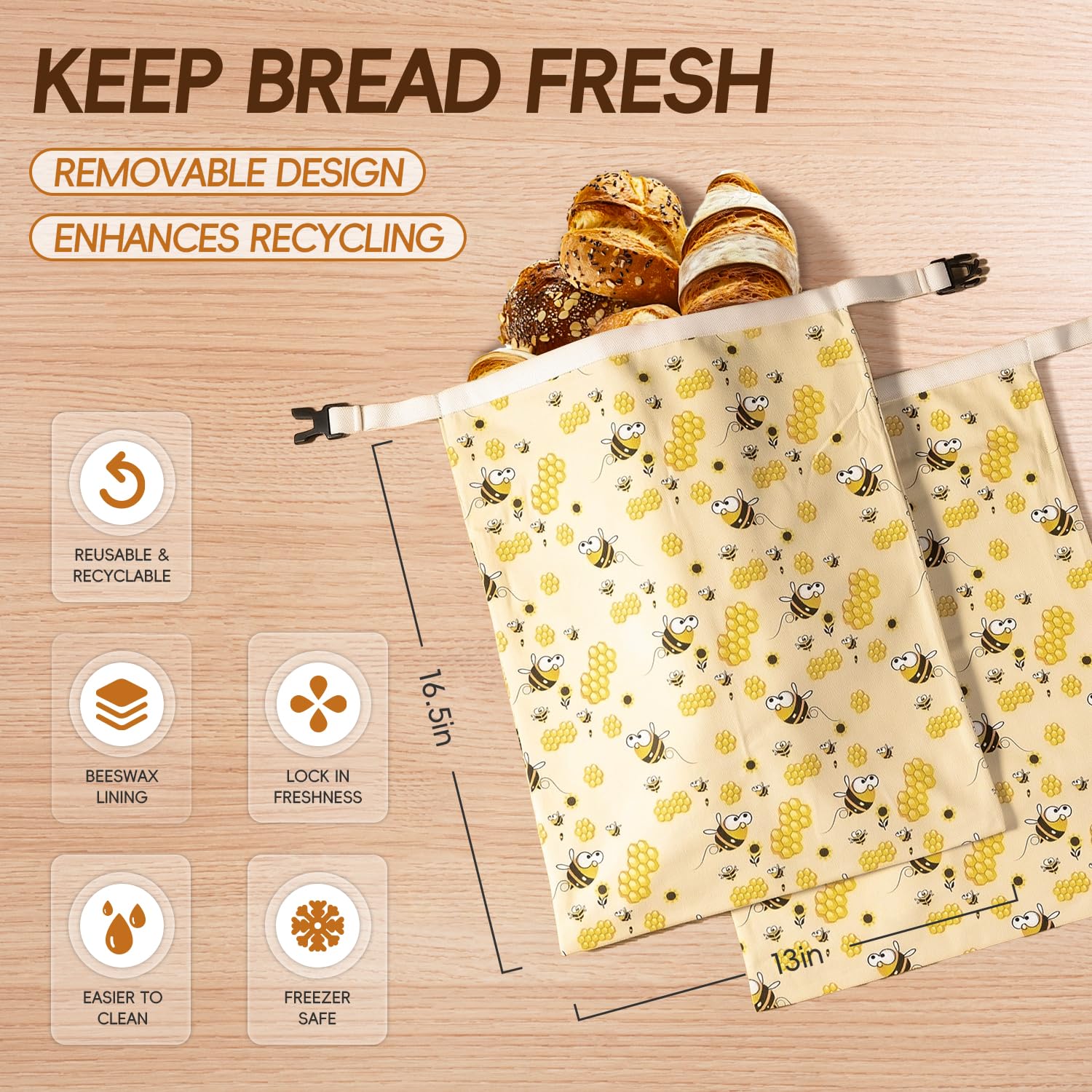 Zackoo bread bag buckle closure helps secure pastries during transport.