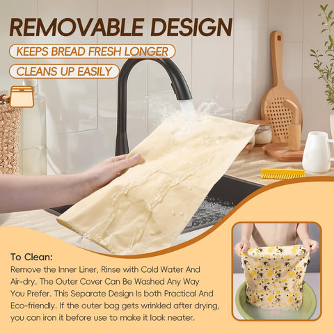 Canvas shell of Zackoo bread bag is machine washable for quick cleanup.