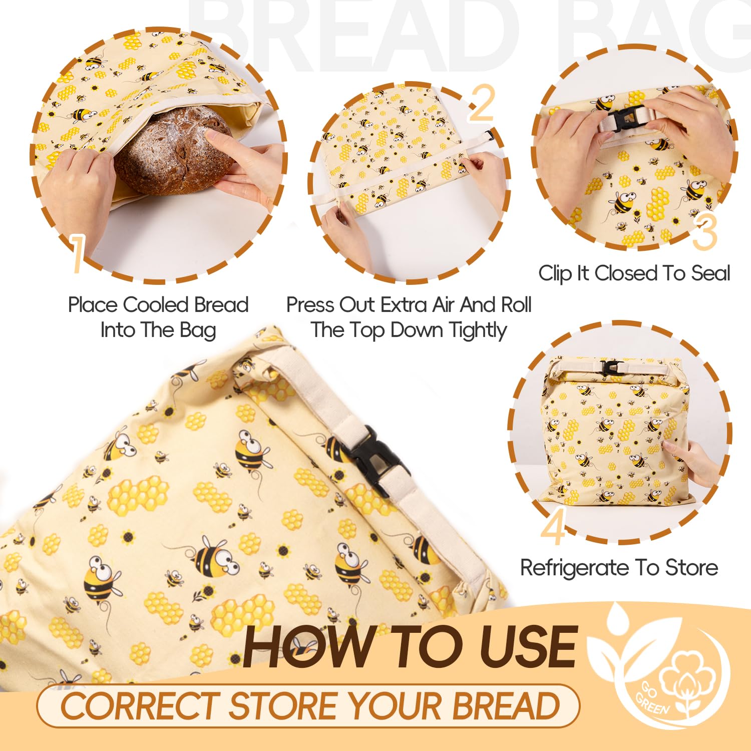 Freezer-friendly Zackoo beeswax bread bag preserves loaf texture when frozen.