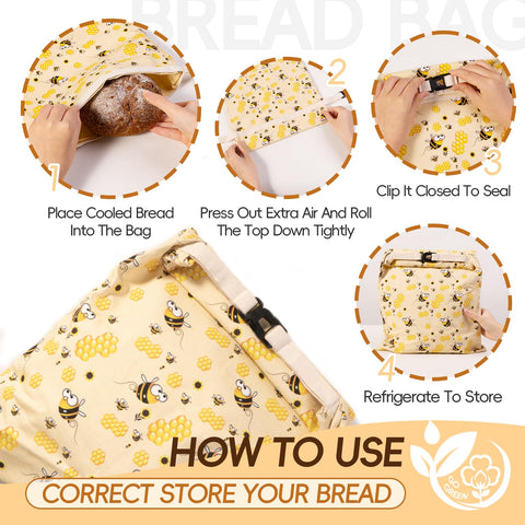 Freezer-friendly Zackoo beeswax bread bag preserves loaf texture when frozen.