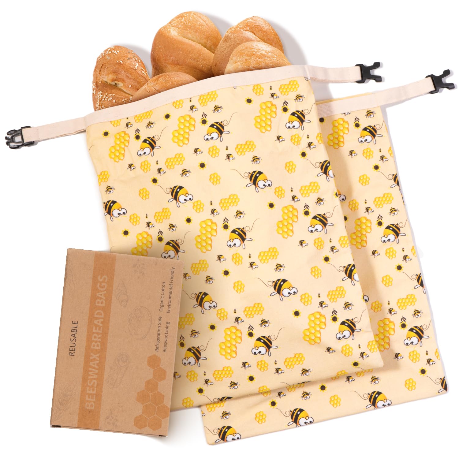 Zackoo beeswax bread bag outer canvas shell keeps breads fresh and protected.