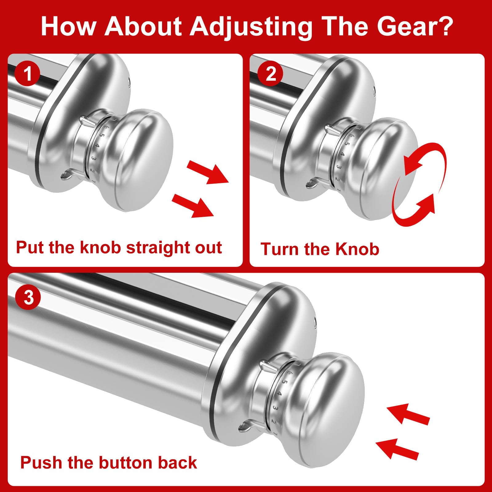 ZACME eight thickness knob on pasta attachment for versatile textures
