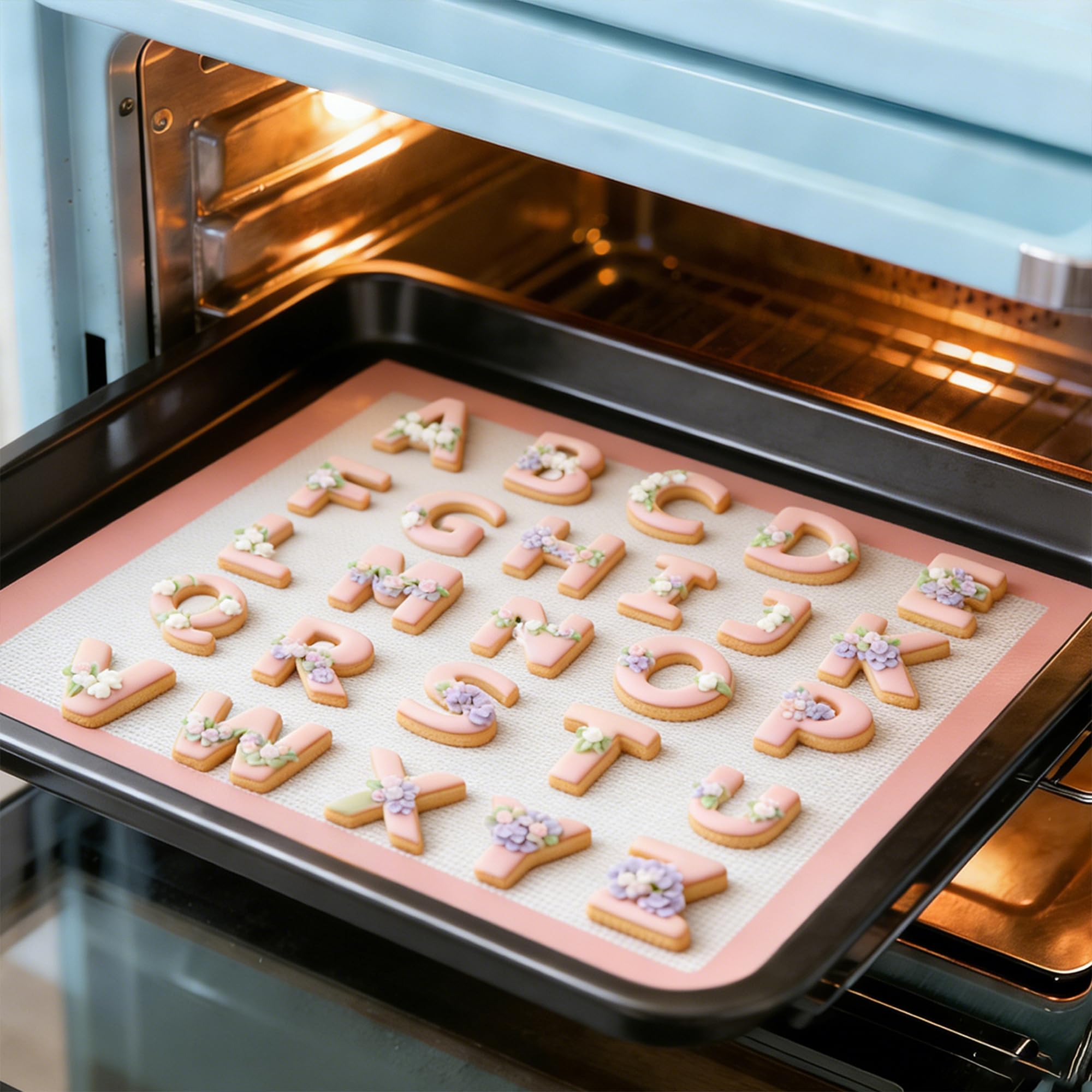 ZADE 3-inch cutters shown in action on dough for bright letter shapes.