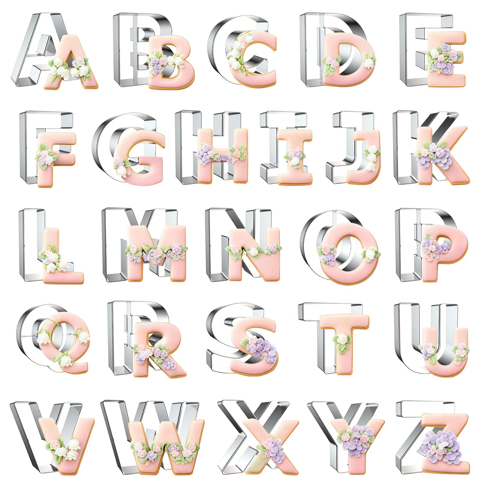ZADE alphabet cookie cutters in packaging, ready for gifting and storage.