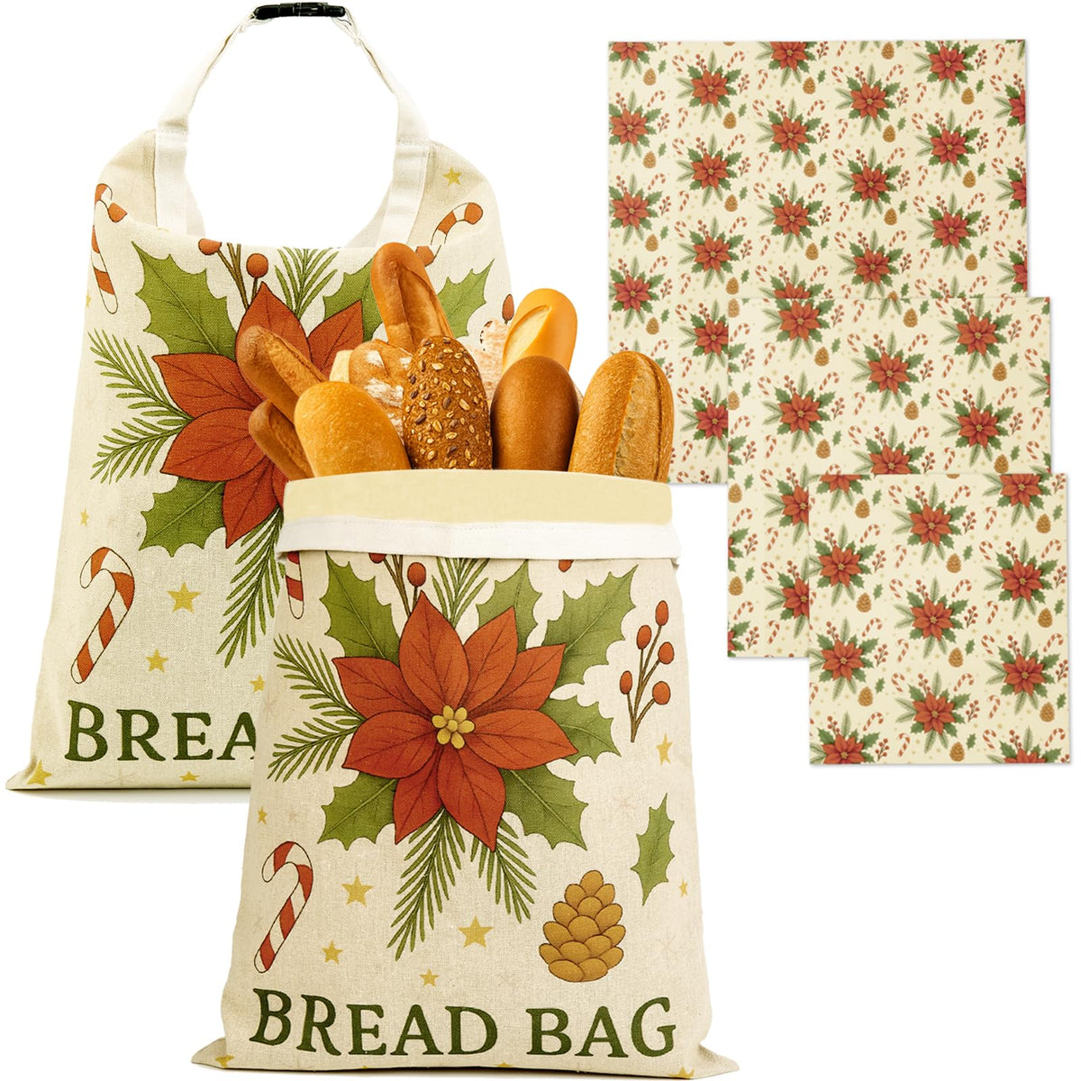 Zadoreck Christmas bread bags set features two reusable bags for eco-friendly storage.