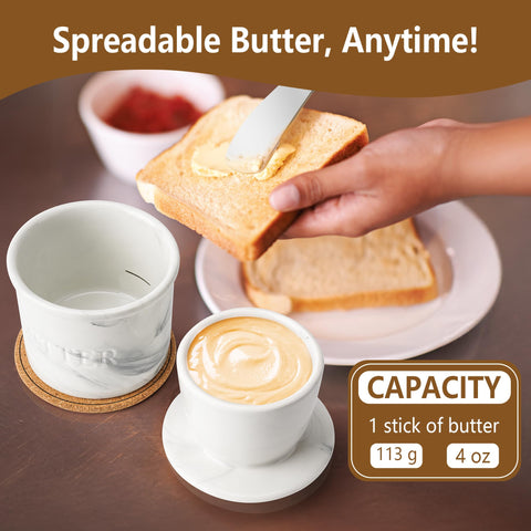 Zafero marbled butter container keeps butter fresh and stylish.