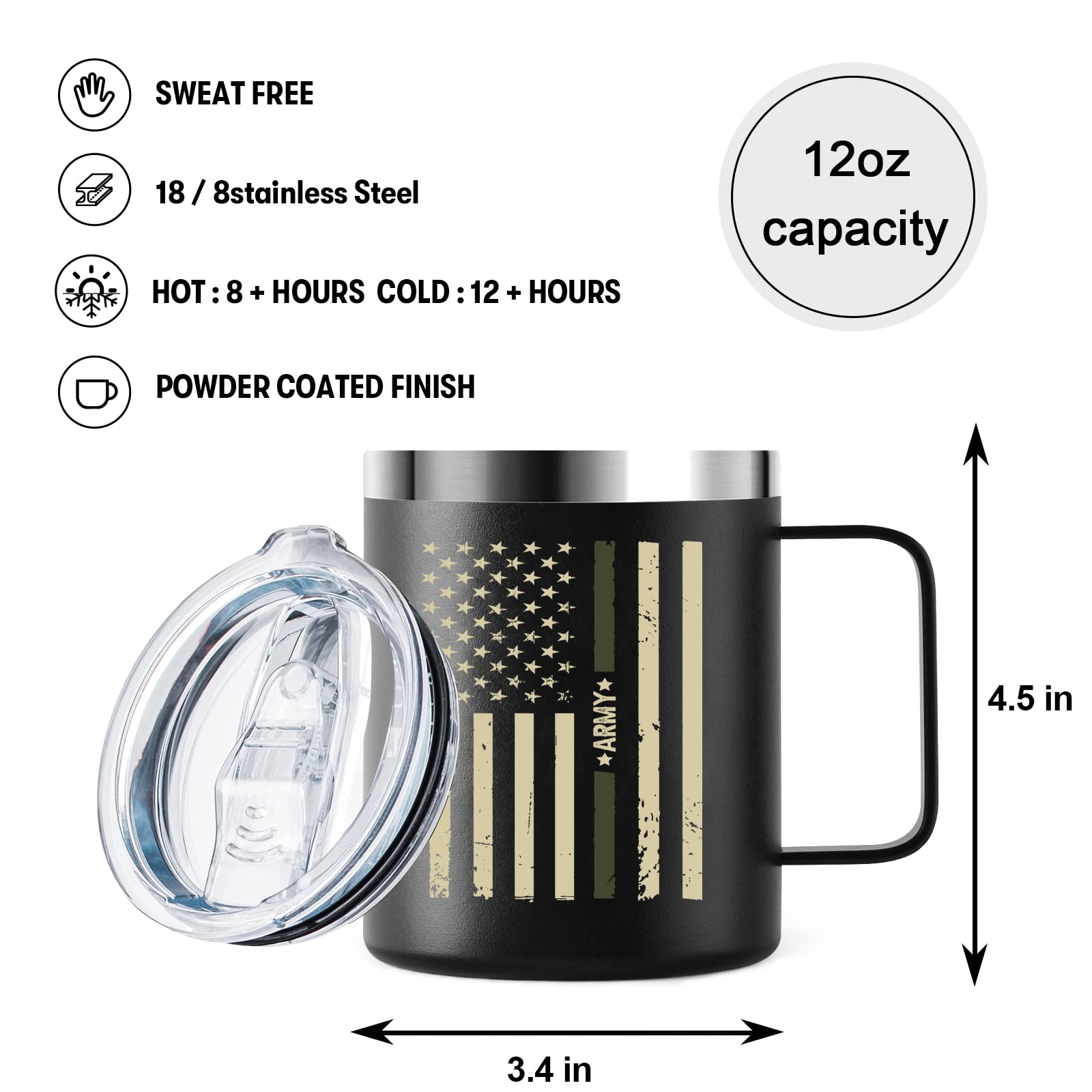 ZAHUOMUG army veteran gifts travel mug, insulated steel keeps drinks warm on commutes.