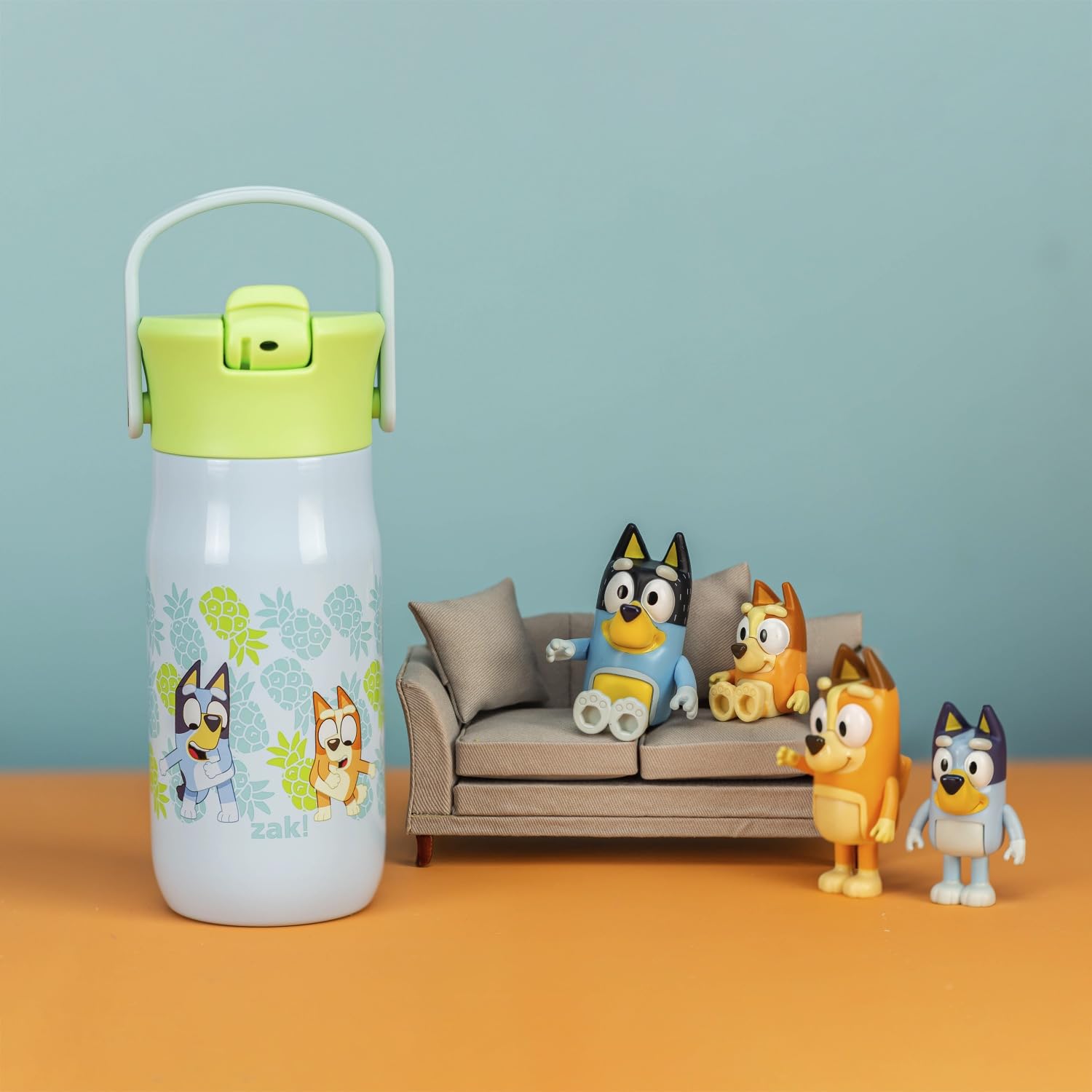 Zak Designs Harmony Bluey bottle handle and lid, portable for school days.