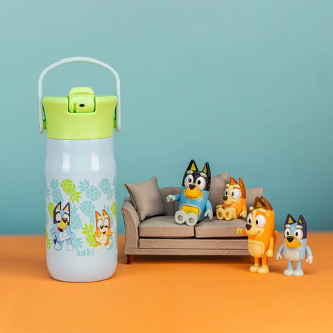 Zak Designs Harmony Bluey bottle handle and lid, portable for school days.