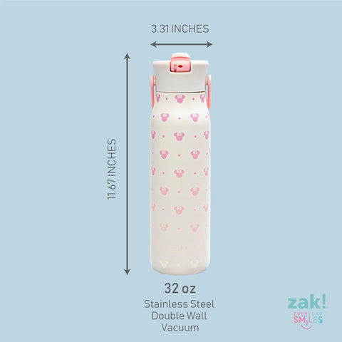 Zak Designs Minnie Mouse Harmony bottle is top rack dishwasher safe for easy cleanup.