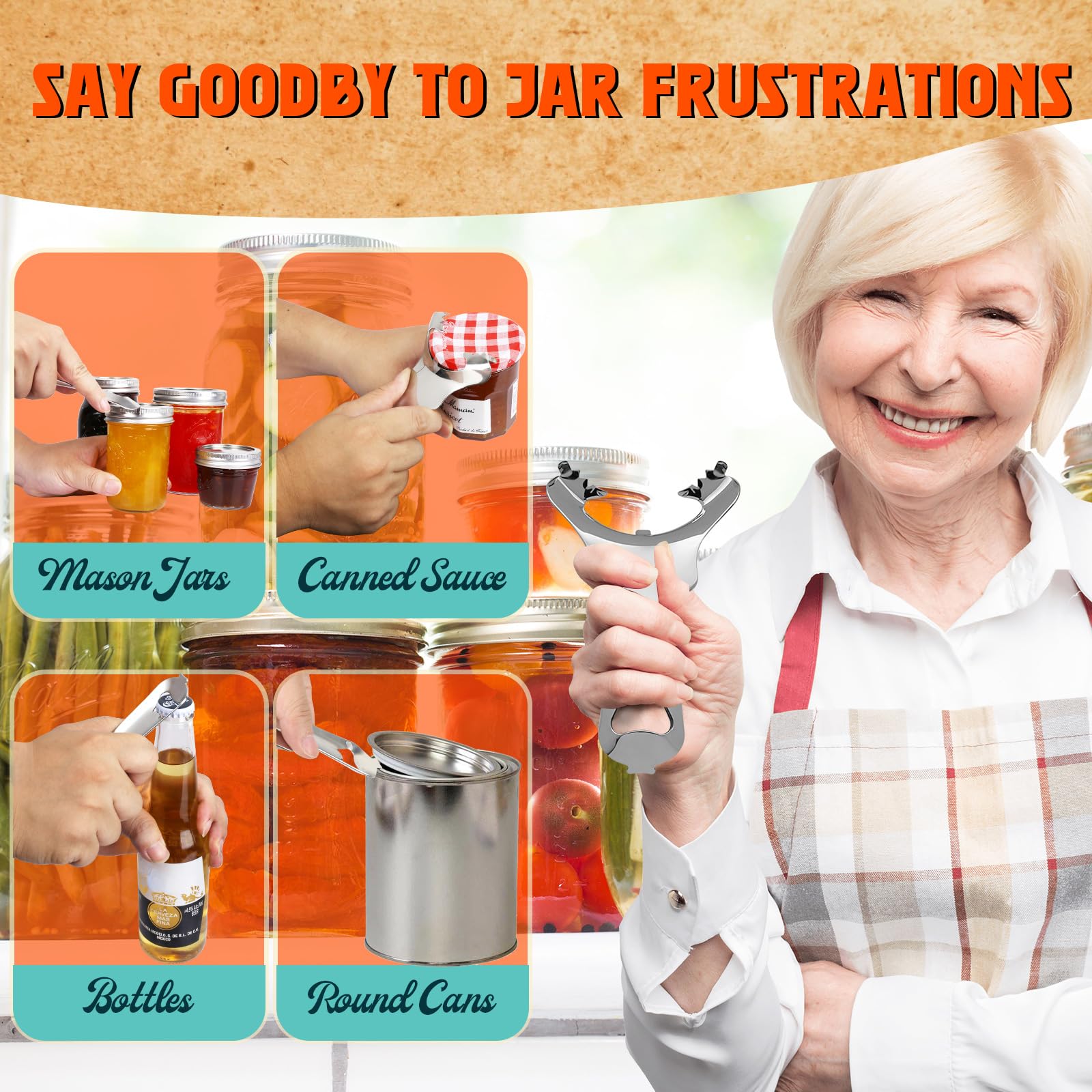 Zakdbbry extra-long handle eases jar handling.