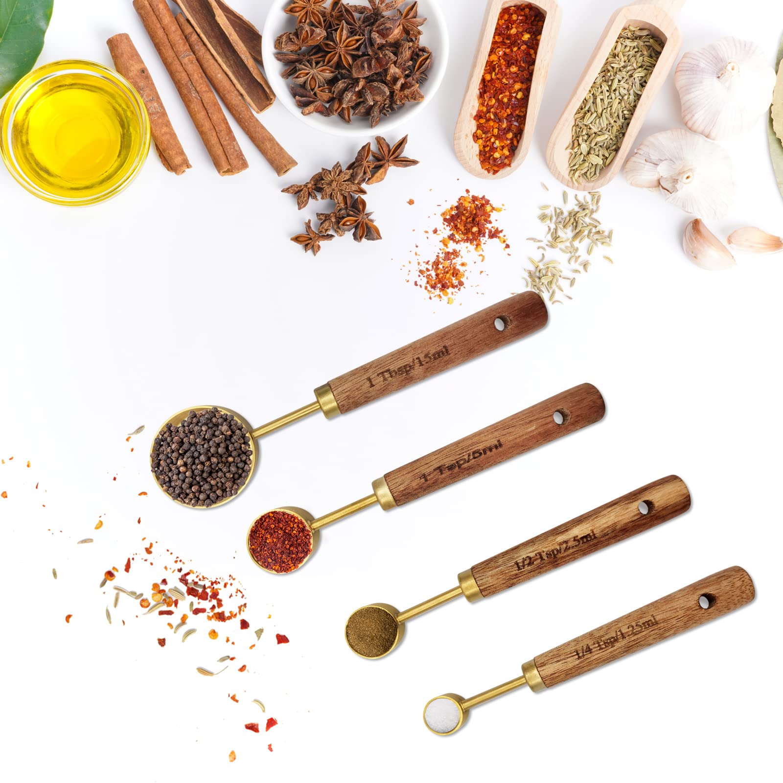 Zalaxt gold measuring spoons 1-4 tsp 1.25 ml precise seasoning