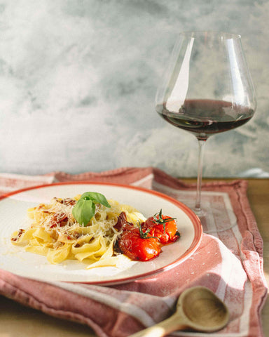 Zalto Denk'Art Burgundy red wine glass balanced and light for immersion.