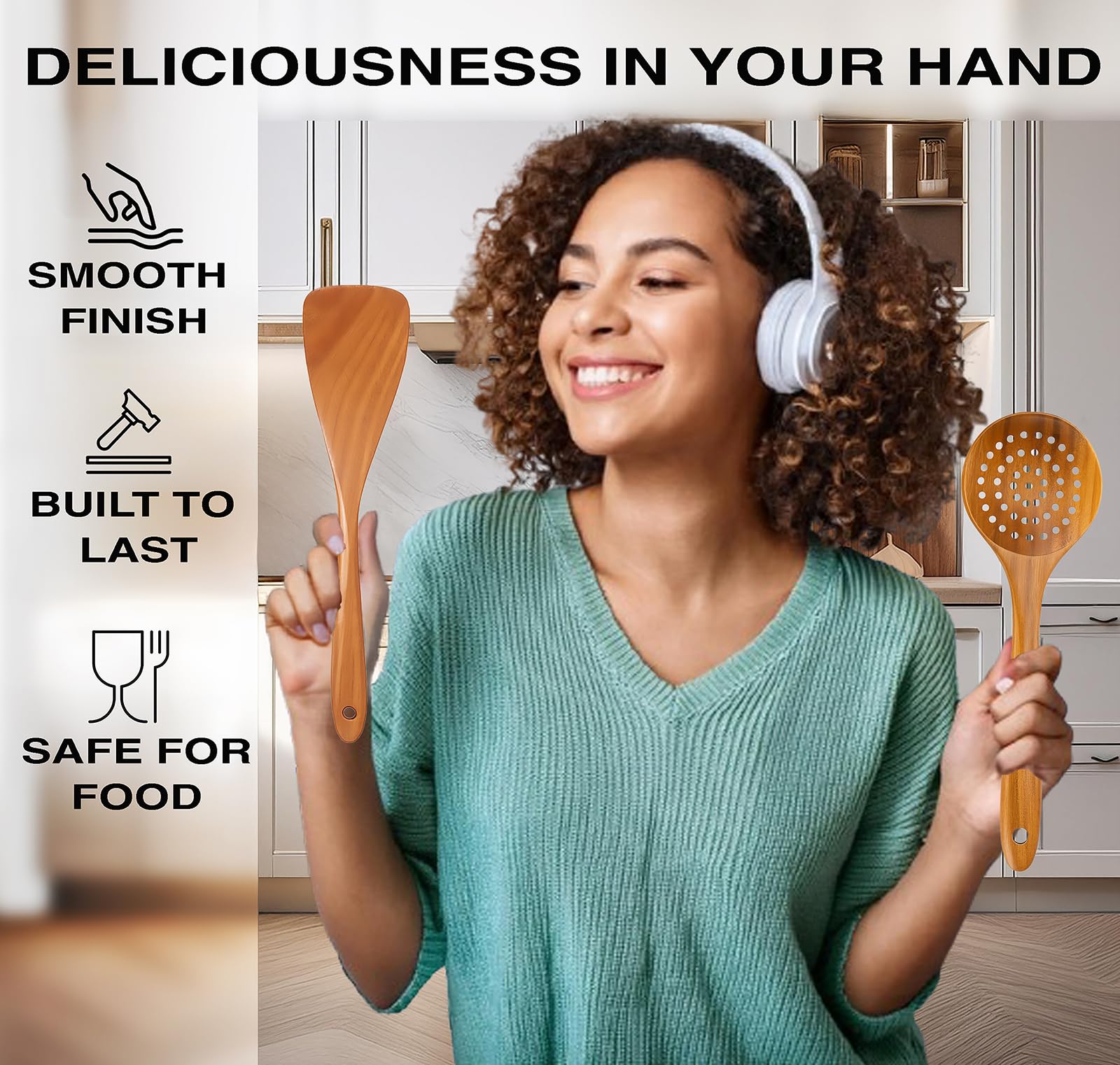 Z&YOU slotted spoon drains liquids while cooking