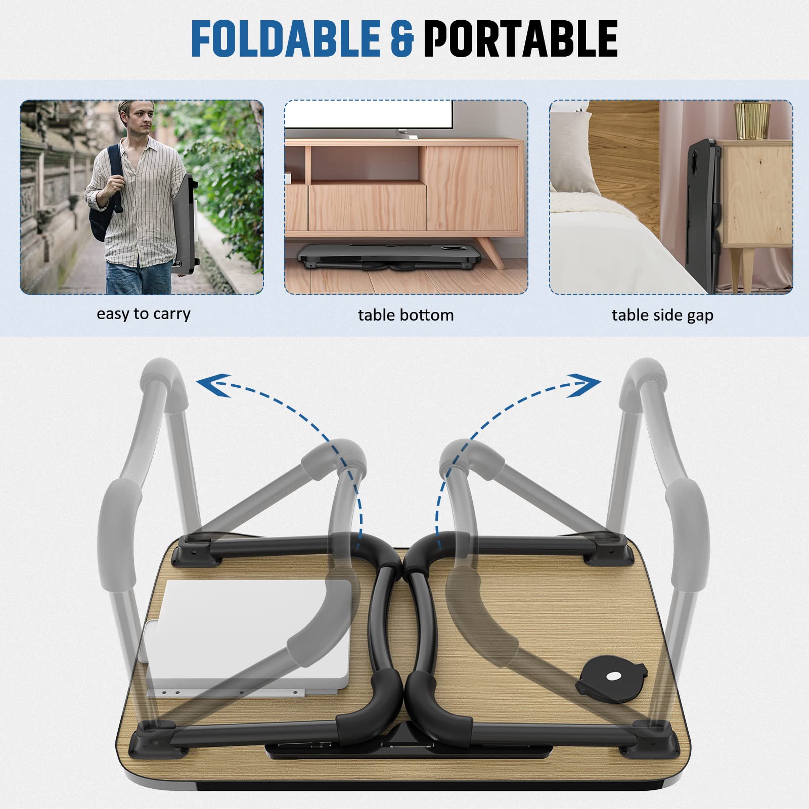 Zapuno Arc Foldable Laptop Bed Table cup slot for beverages