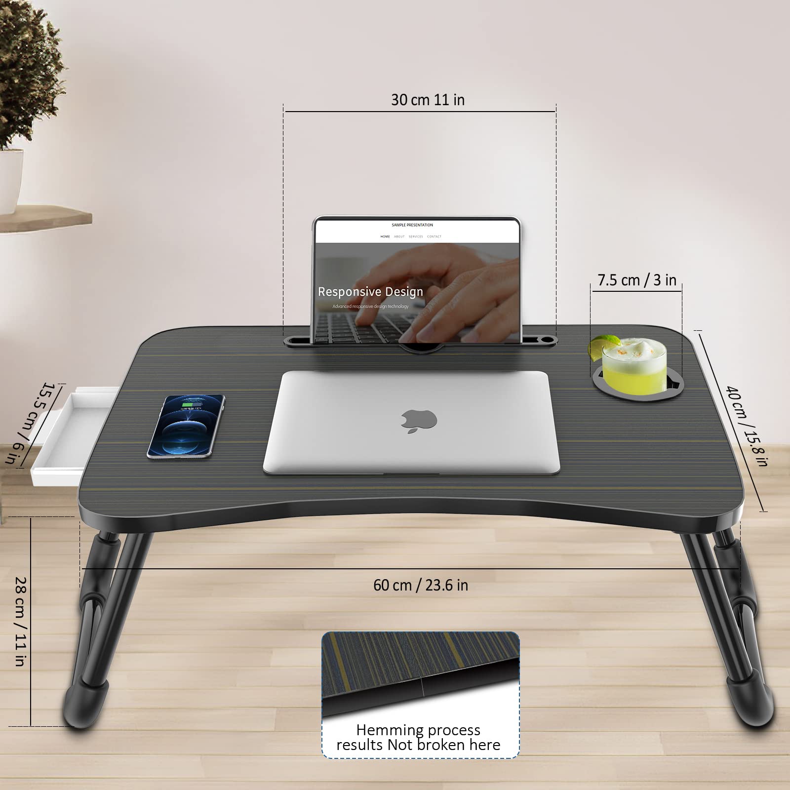Zapuno Arc Foldable Laptop Bed Table in use on sofa for meals