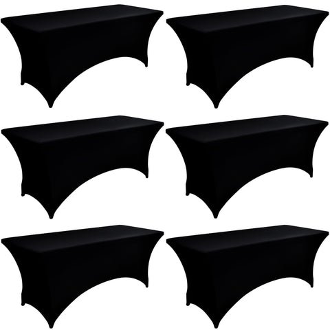 ZarzaaSik 6ft black spandex table cover for a seamless professional setup at events
