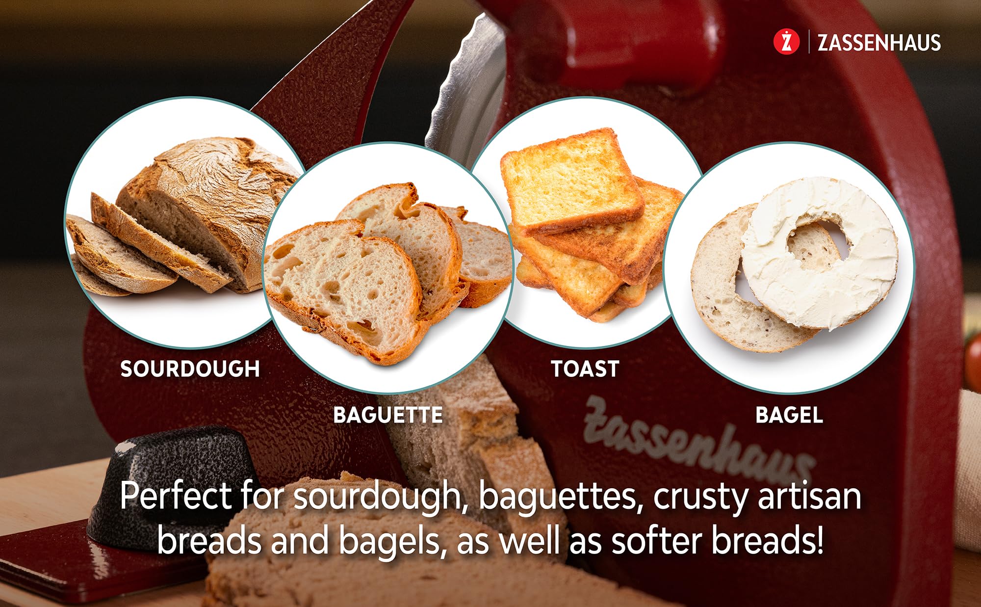 Zassenhaus bread slicer adjustable thickness up to 0.7 inches
